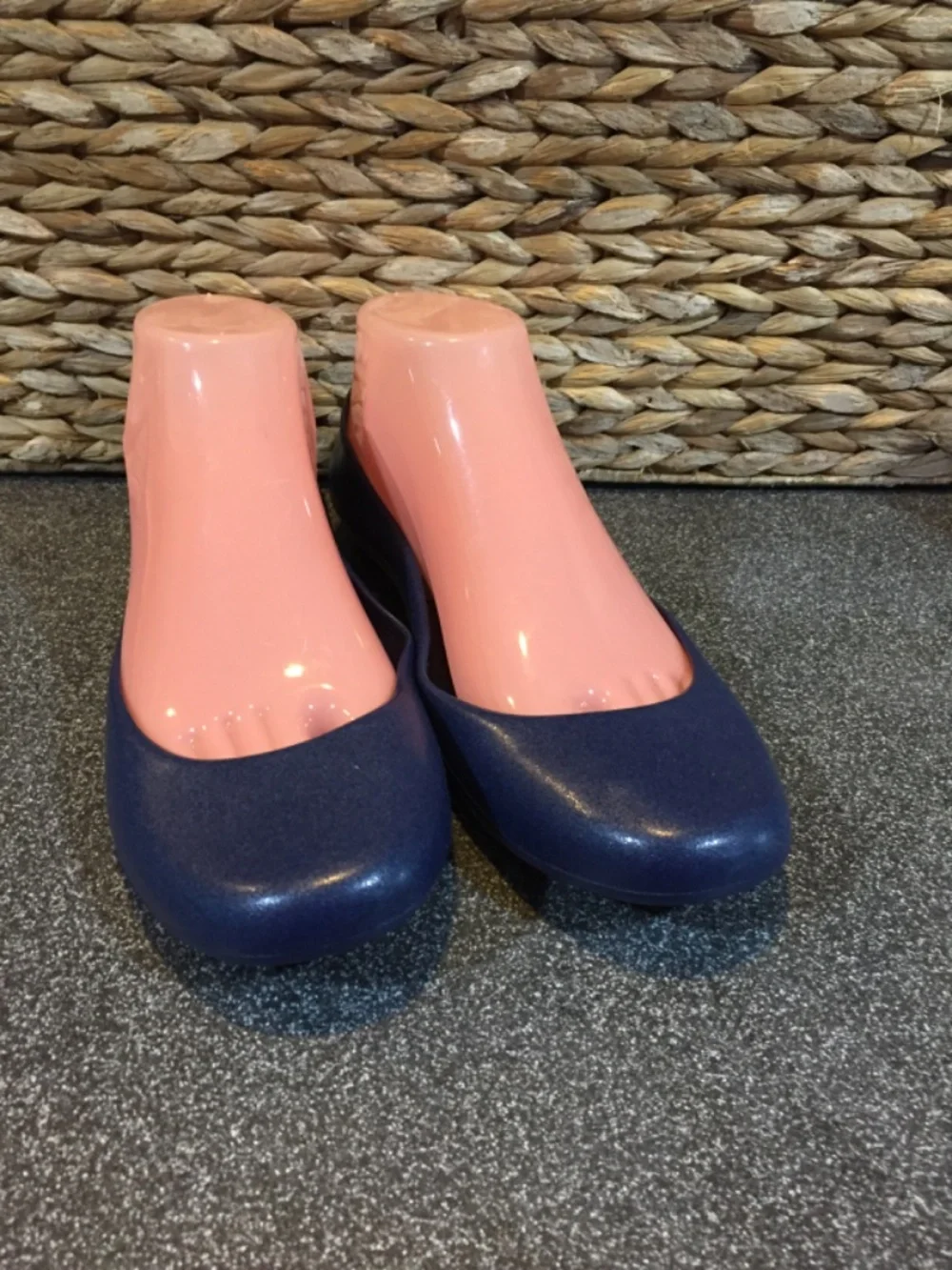 OKA b. Navy Blue Ballet Flats with Teal Insole